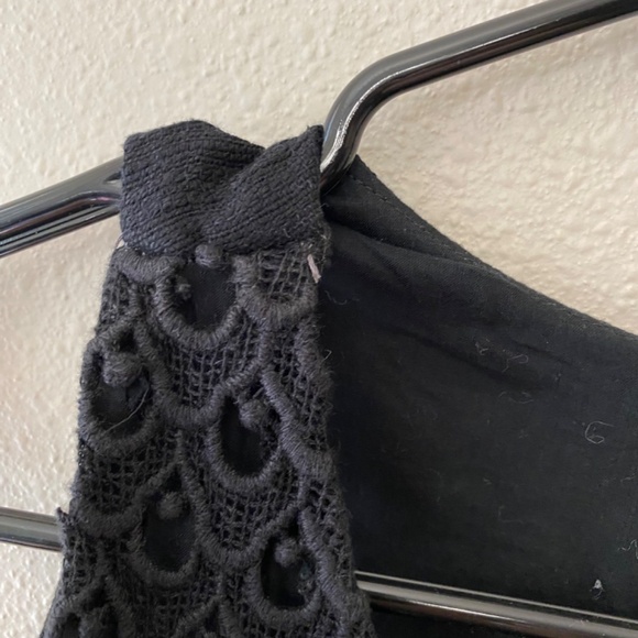 Loft Black Cotton Linen Blend Sleeveless Lace Bodice Flared Skirt Dress Size 4 - Picture 4 of 9